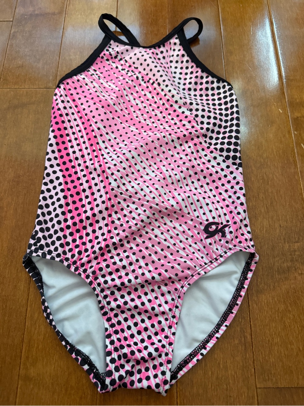 GK Pink and Black Polka Dot Girls One-Piece Swimsuit